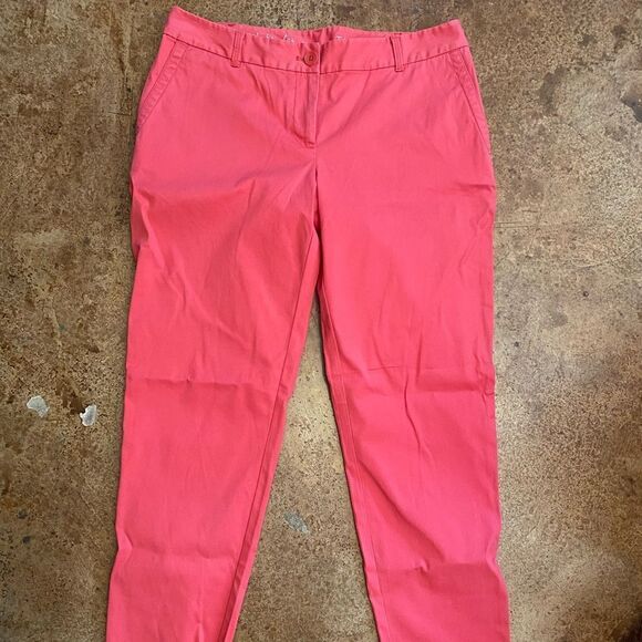 TALBOTS salmon pink flat front the weekender ankle CROP roll hem flat front PANT - Picture 7 of 7